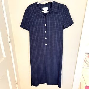 Vintage Talbots Petites Navy Collared Midi Dress
